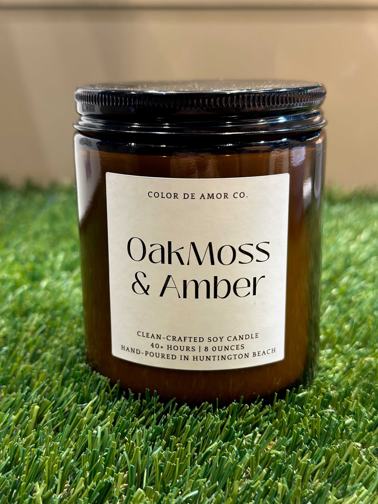 Glass Jar with Black Lid (Amber)