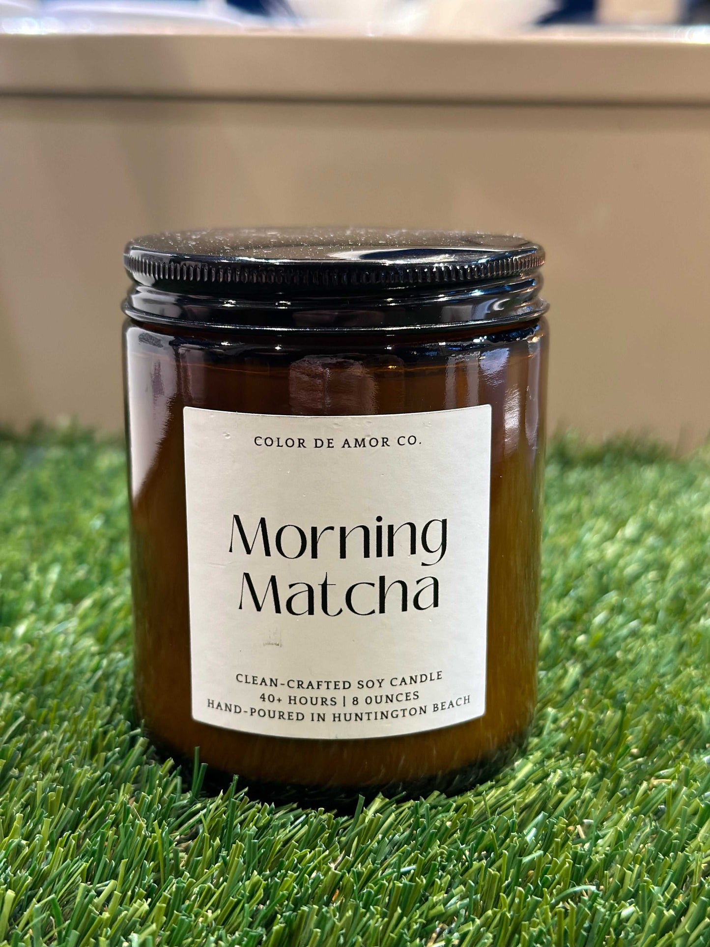 Glass Jar with Black Lid (Amber)